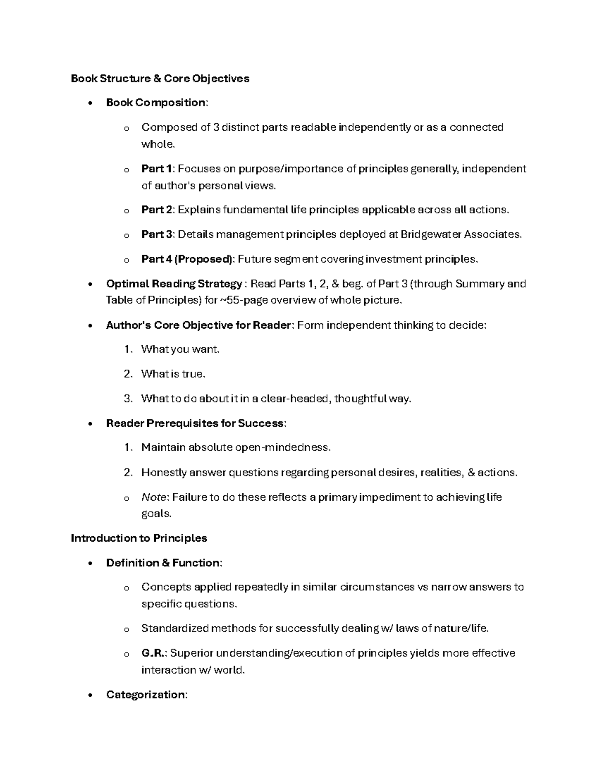Principles Book Summary: Core Objectives and Management Insights - Studocu