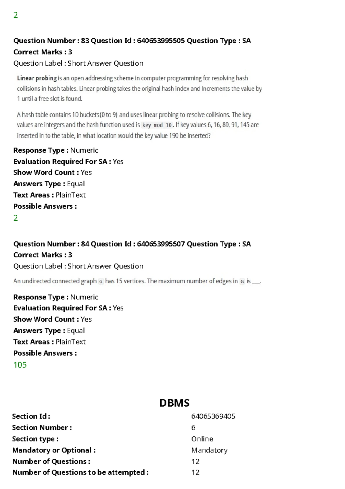 DBMS End Term Exam Questions - Sep 2024 (6406533513542) - Studocu