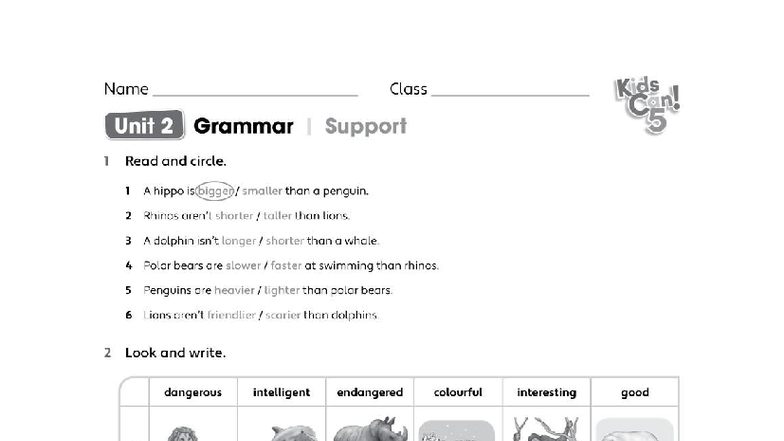 Unit 2 Grammar Support 5: Comparatives for Kids - Studocu