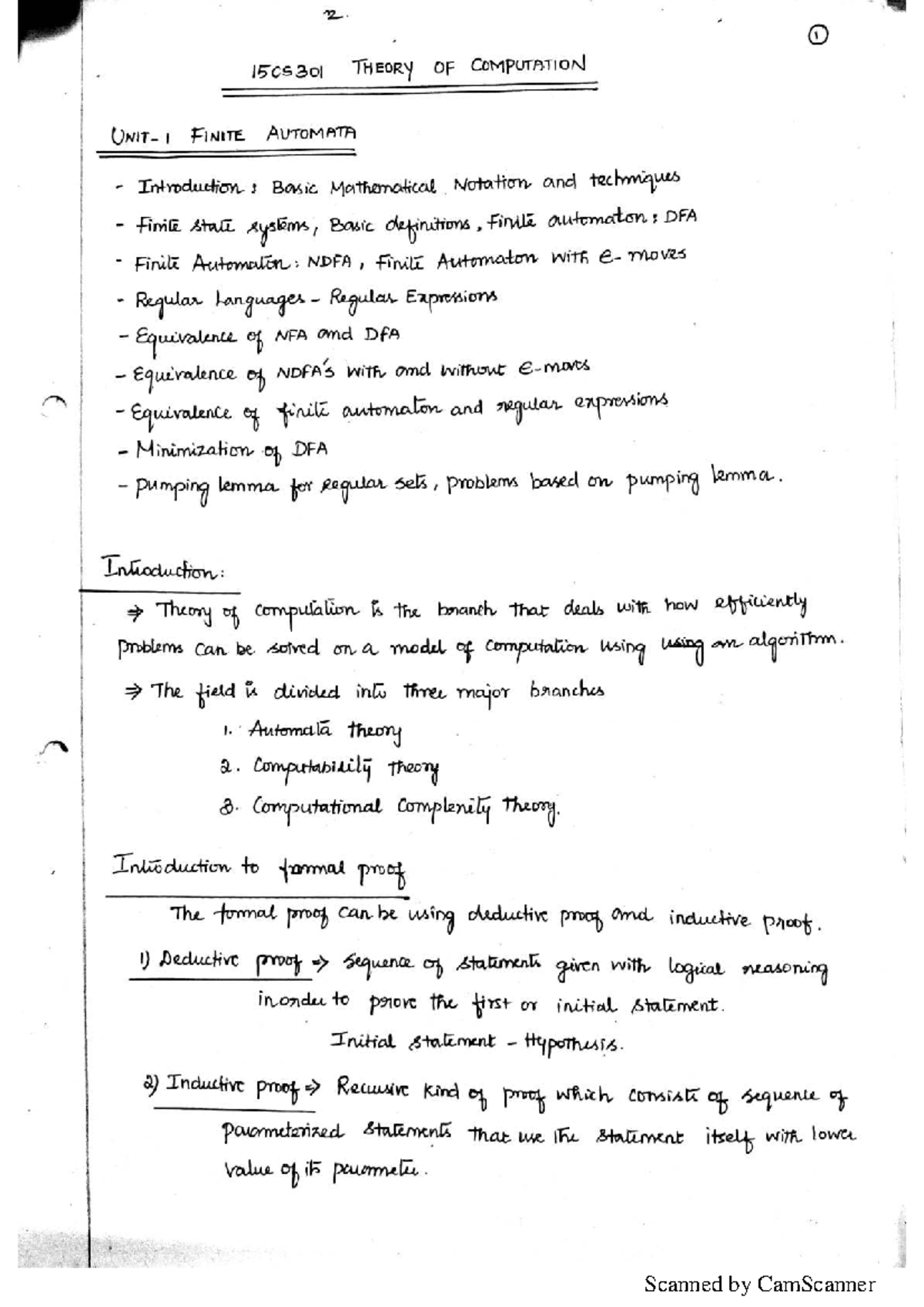 Automata Theory I (1505301) - Comprehensive Lecture Notes - Studocu