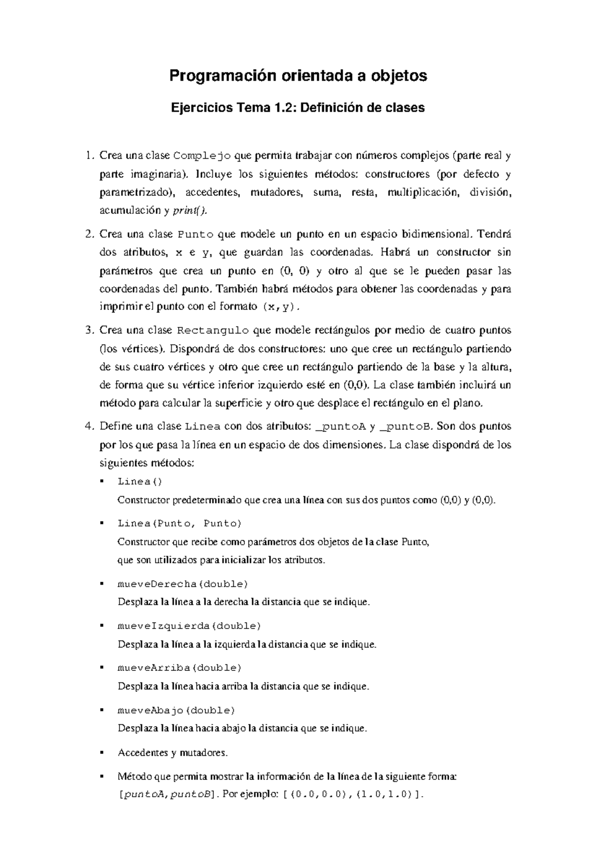 Ejercicios Tema 1.2: Definición de Clases en Programación Orientada a ...
