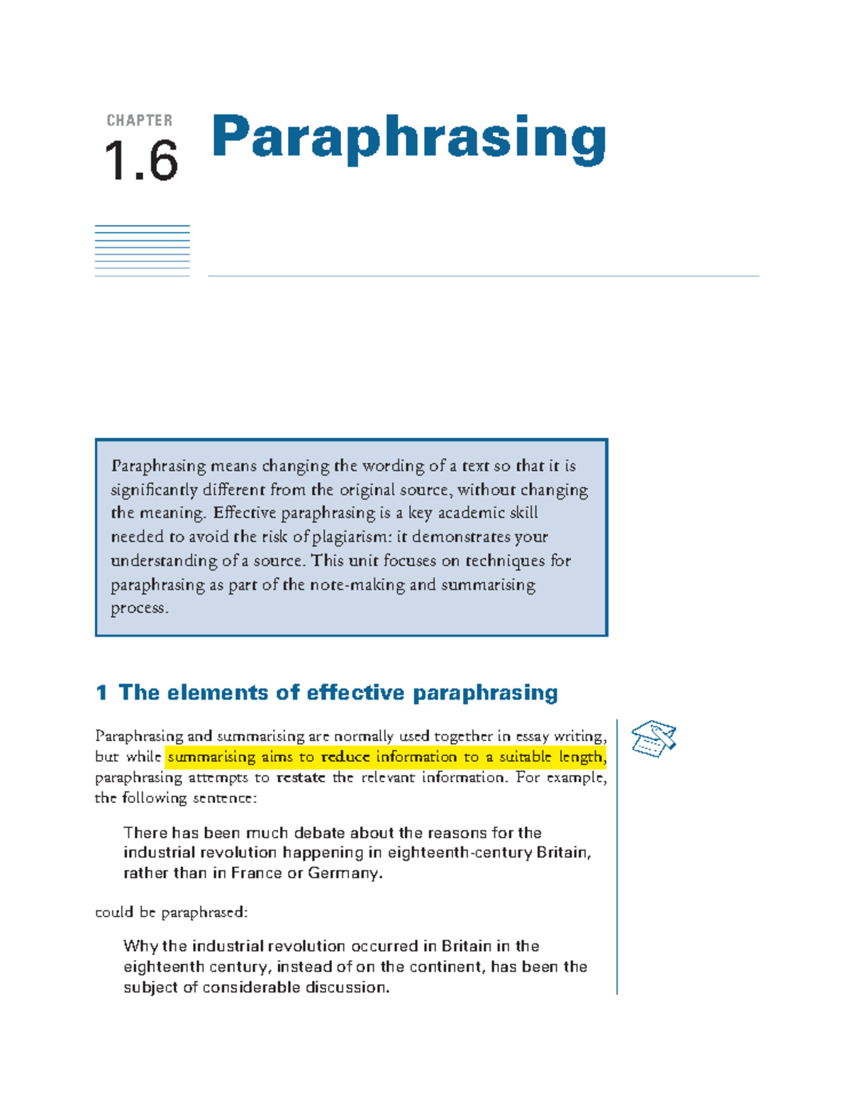 1606950317-2 - 1 The elements of effective paraphrasing Paraphrasing ...