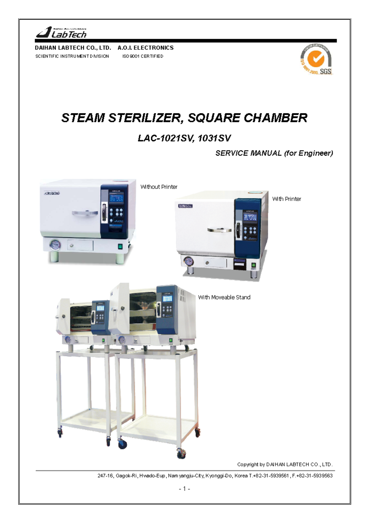 Service Manual for Autoclave LAC 10X1SV - DAIHAN LABTECH - Studocu