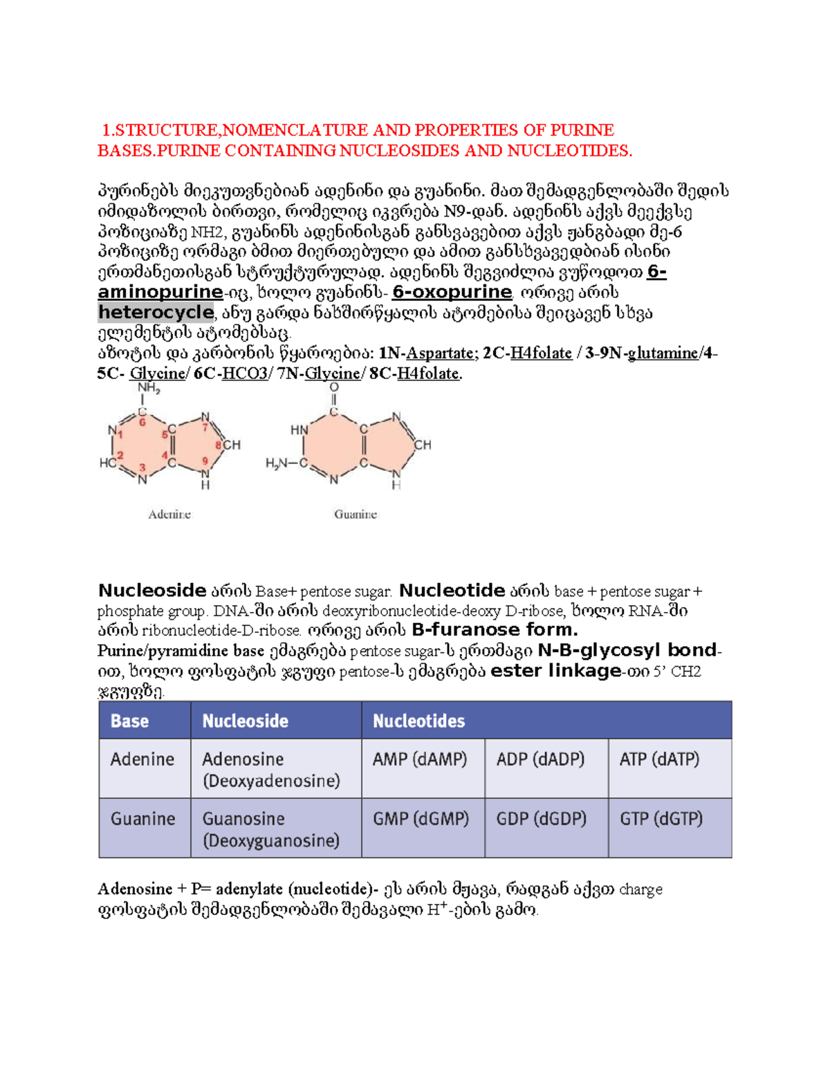 M - Molecular Biology Notes: Structure, Nomenclature, and Properties of ...