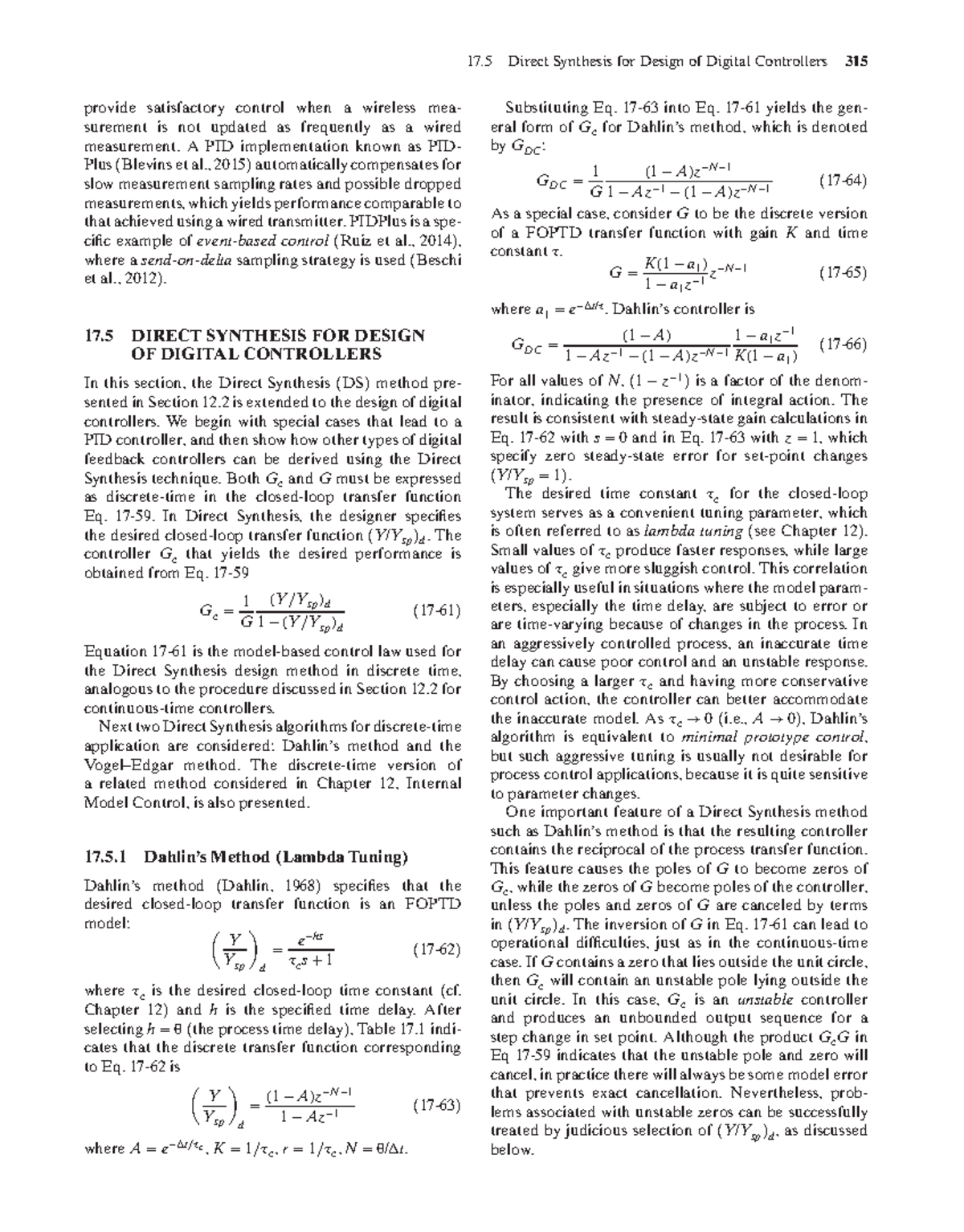 PID Controller Design Using Direct Synthesis Method (17.5) - Studocu