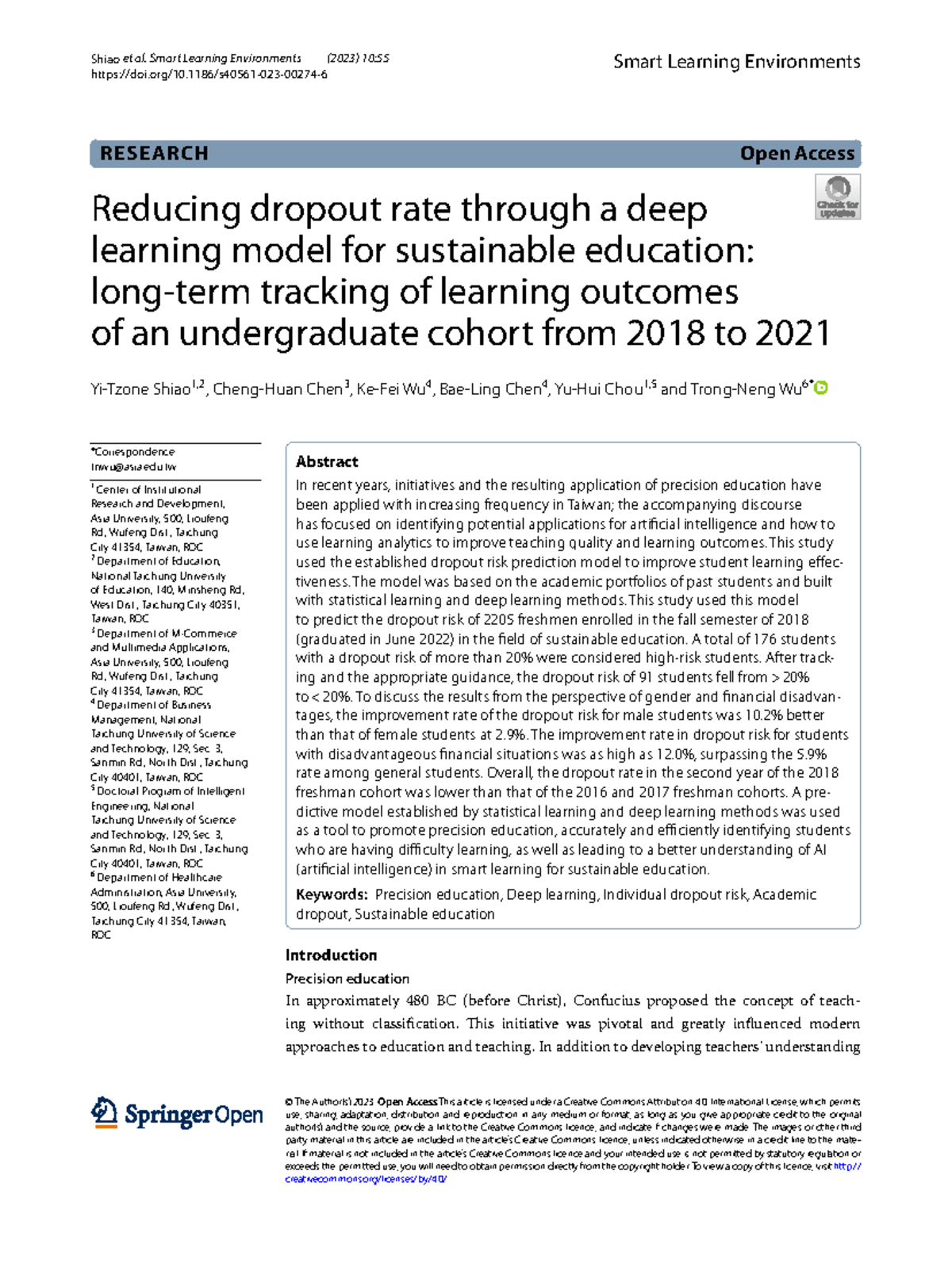 Reducing Dropout Rates in Sustainable Education: A Deep Learning ...
