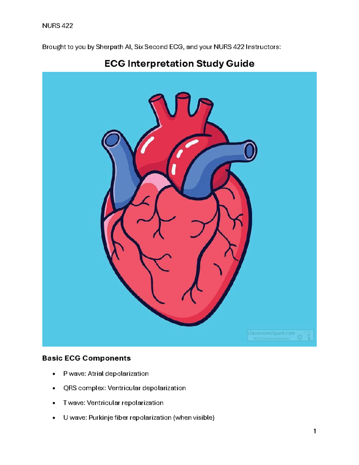 ECG Interpretation Study Guide for NURS 422: Key Concepts and ...