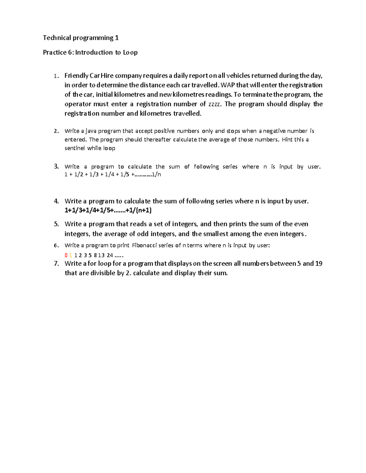 Technical Programming 1: Practice 6 - Looping Exercises (May 2026 ...
