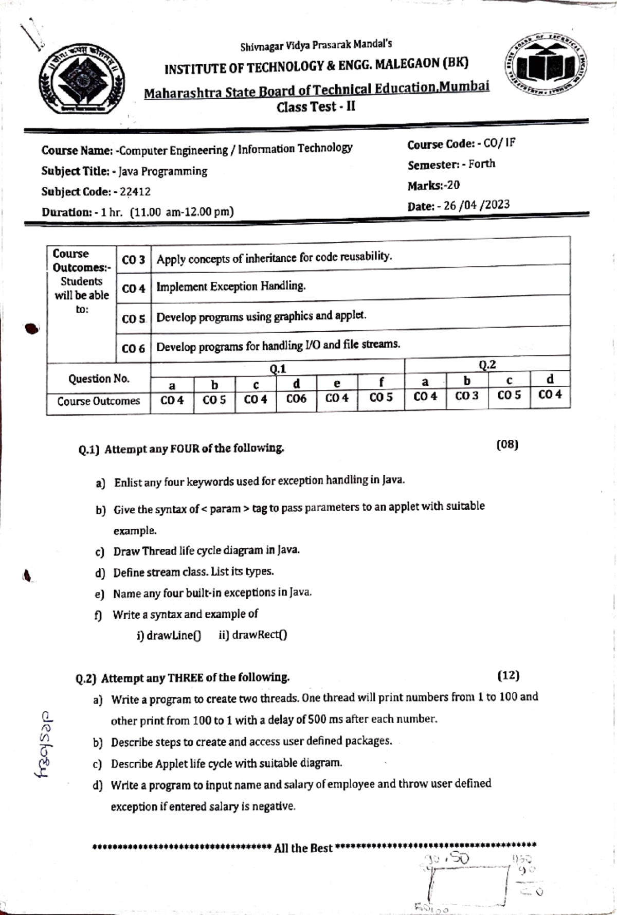 Practice Papers for Java Programming (22412) and Software Engineering ...