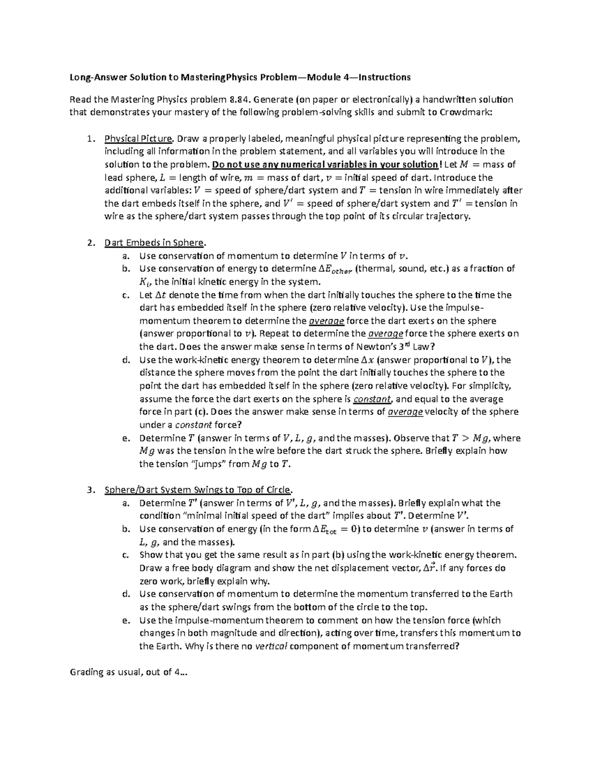 Long-Answer Solution: Mastering Physics Problem - Module 4 Instructions ...