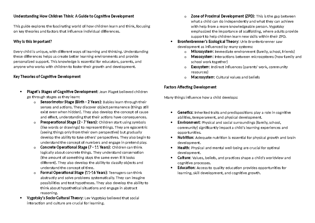 Mod 5 tcall reviewer Understanding How Children Think A Guide to