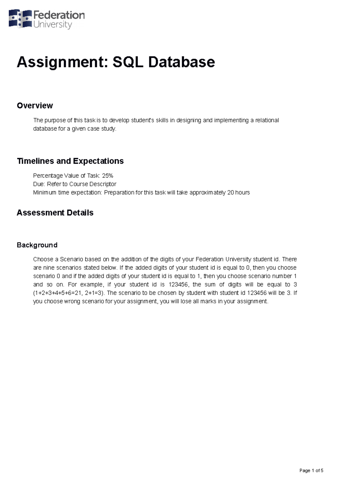 Itech 1103 Assignment 2 SQL Database - Assignment: SQL Database ...