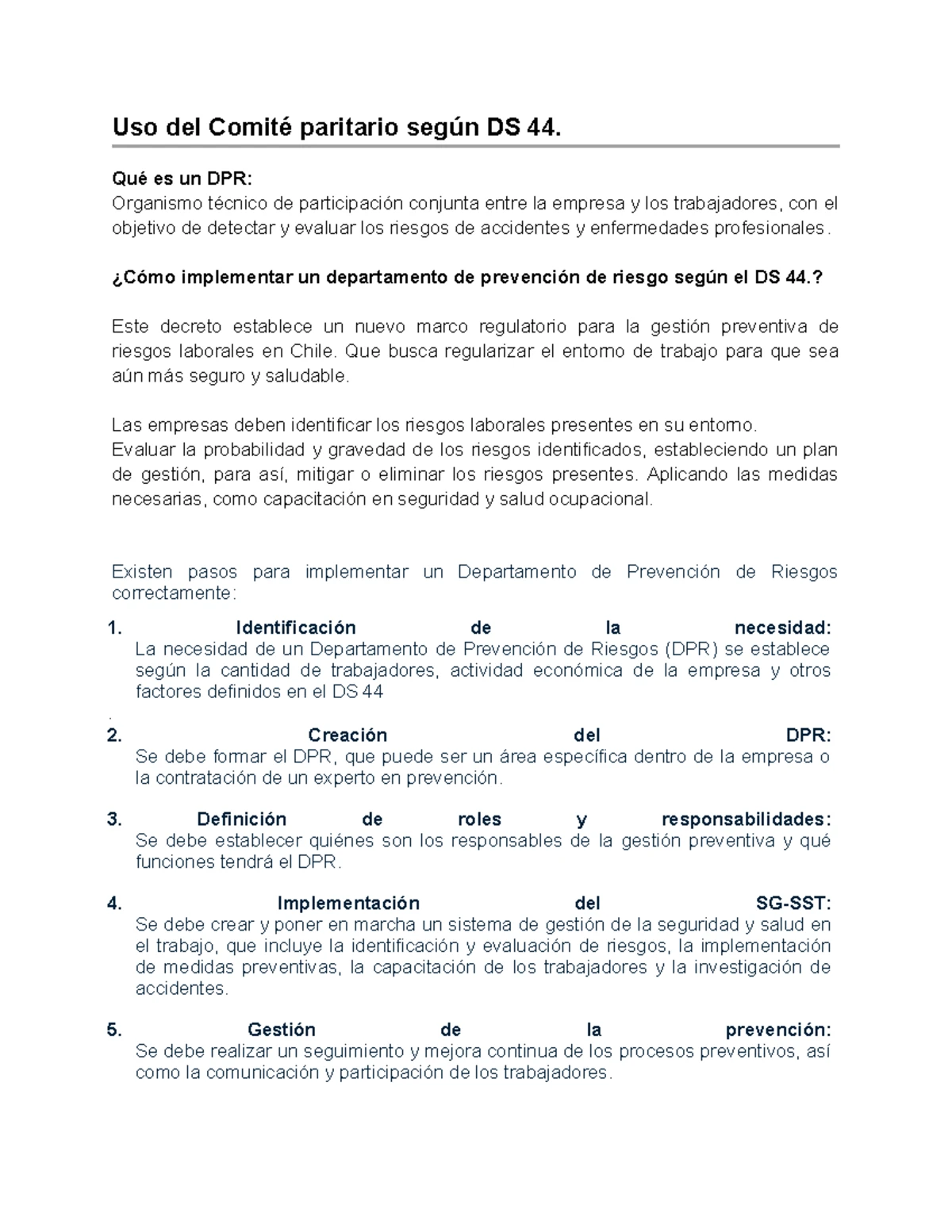 Estudio del Decreto Supremo N. 44: Nueva Normativa de Riesgos Laborales ...