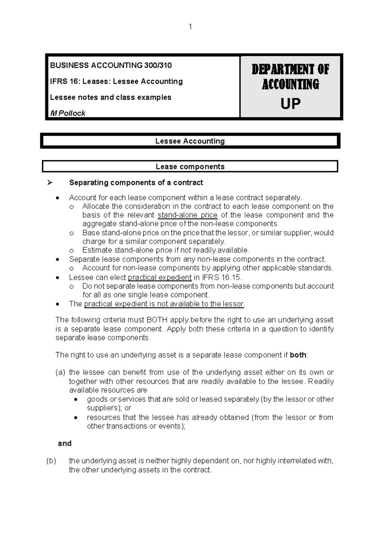 IFRS 16: Lessee Accounting Notes & Class Examples (2026) - Studocu