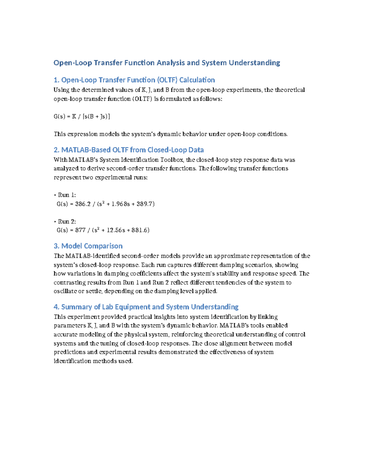 OLTF Analysis and System Understanding for Control Systems - Studocu