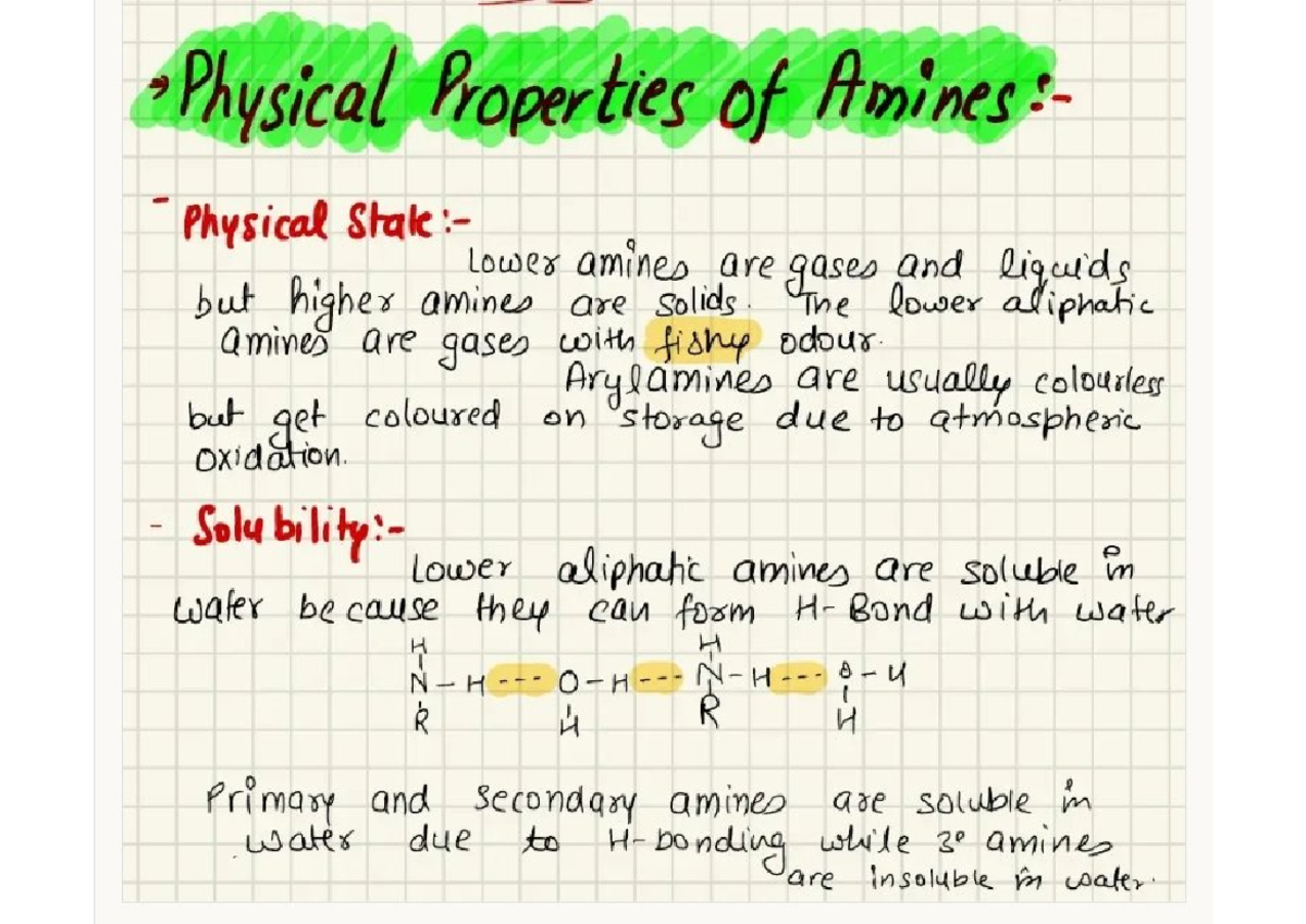 Physical Properties of Amines: Gases, Liquids, and Solids - Studocu