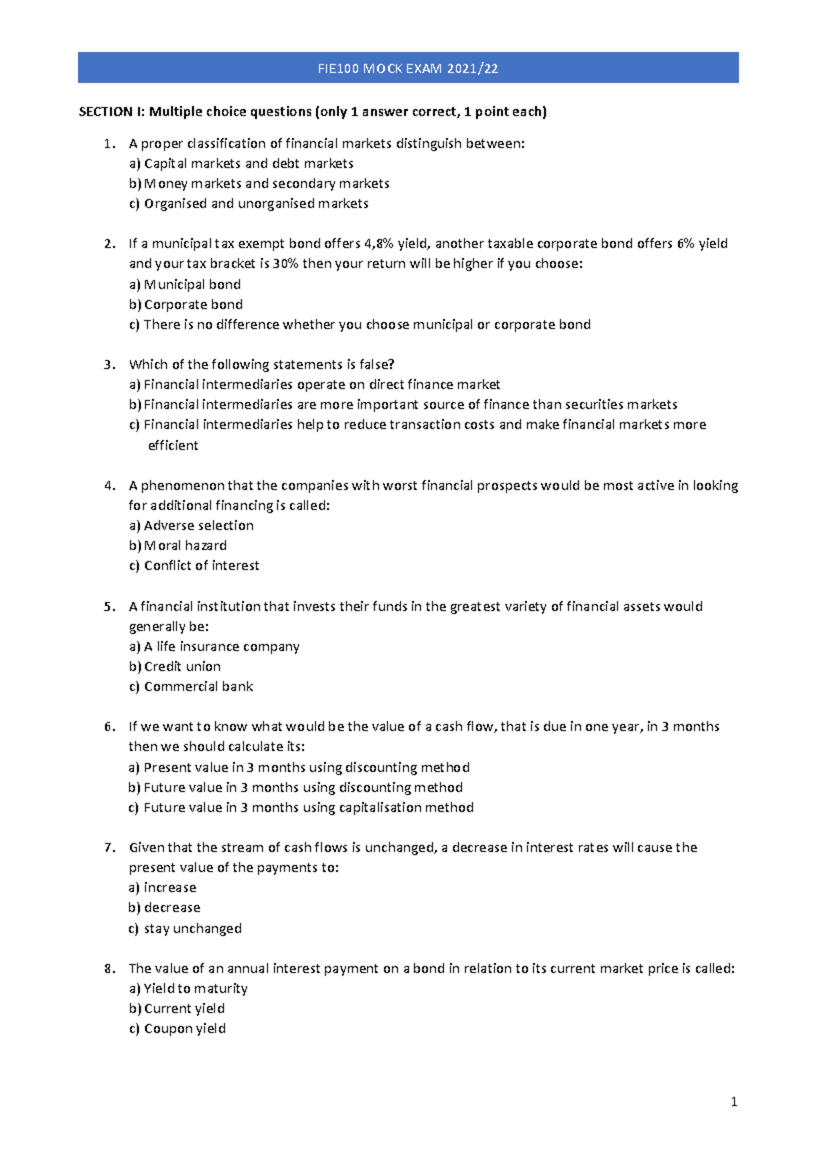 Mock-exam HT 2021 Anna Golec - SECTION I: Multiple choice questions ...