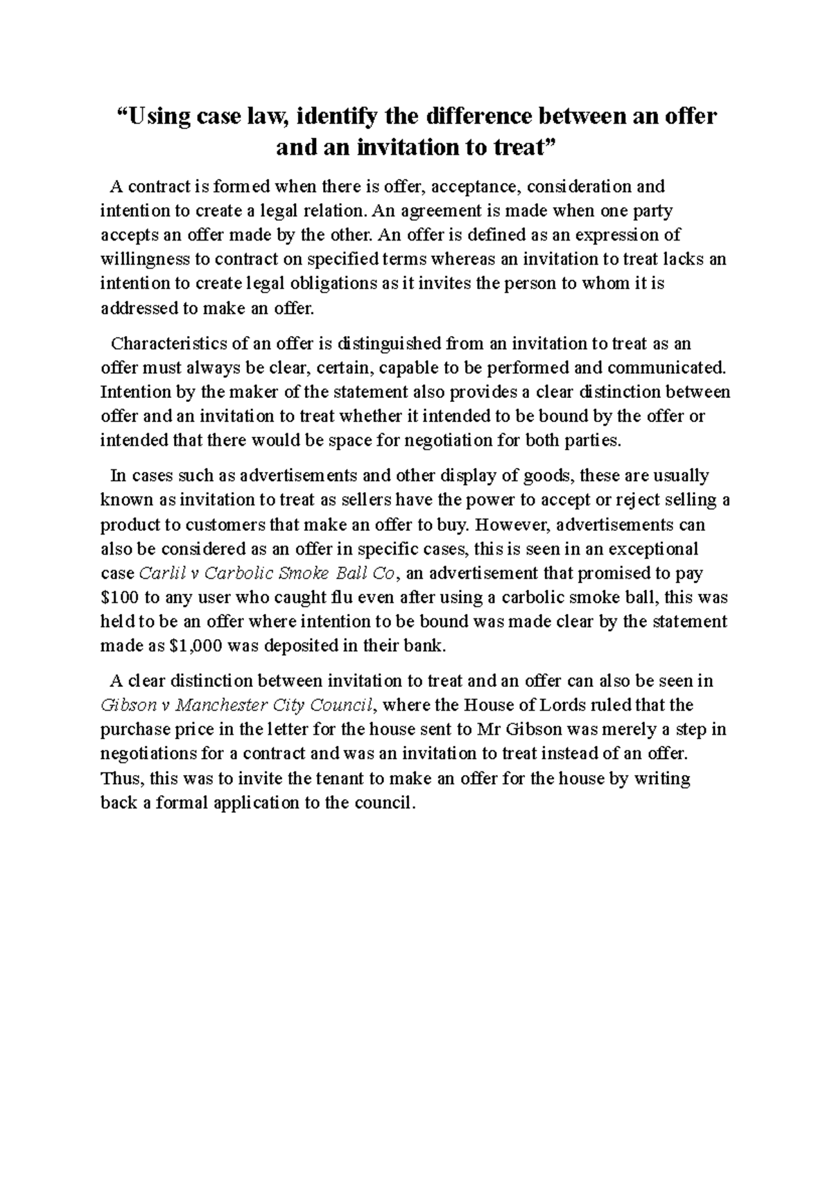 Bilateral Contract Example Case
