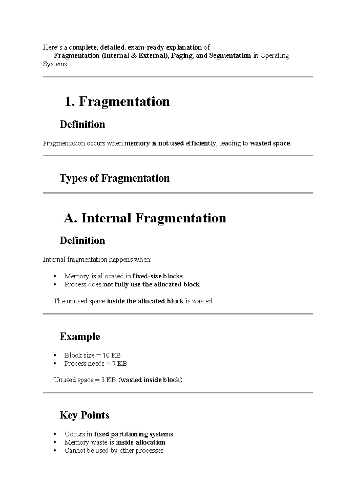 Fragmentation in Operating Systems: Internal & External Explained - Studocu