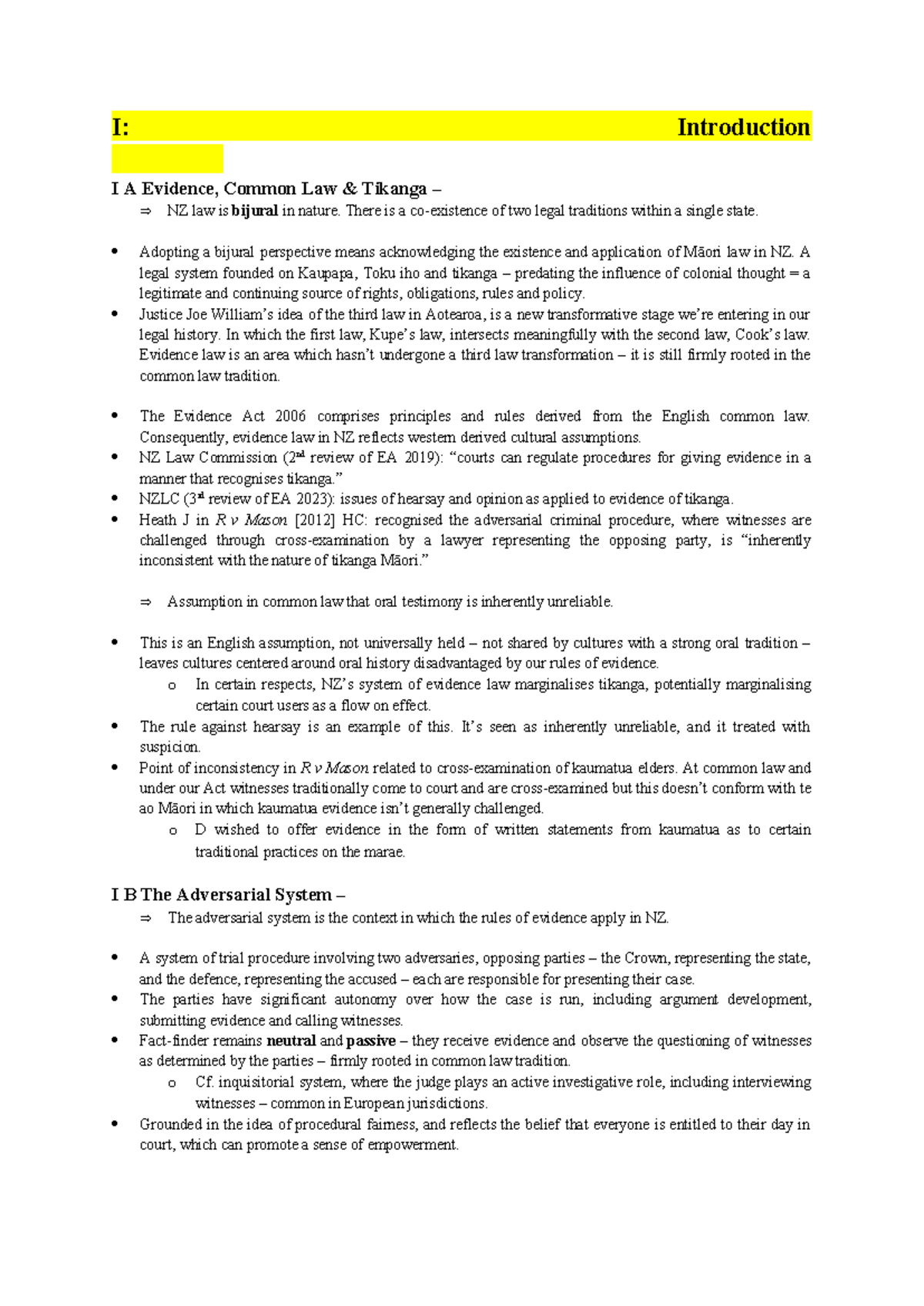 Evidence Exam Notes: Understanding Common Law and Tikanga in NZ Law ...