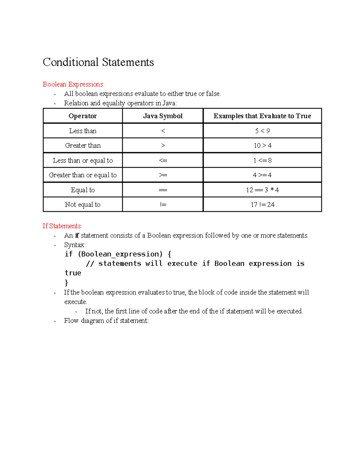 Java Conditional Statements & Boolean Expressions Overview - Studocu