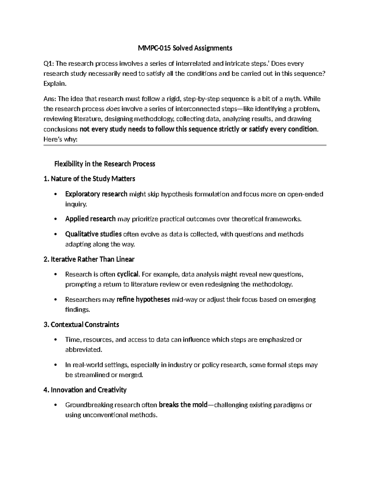 MMPC-015 Solved Assignment: Research Process & Questionnaire Editing ...