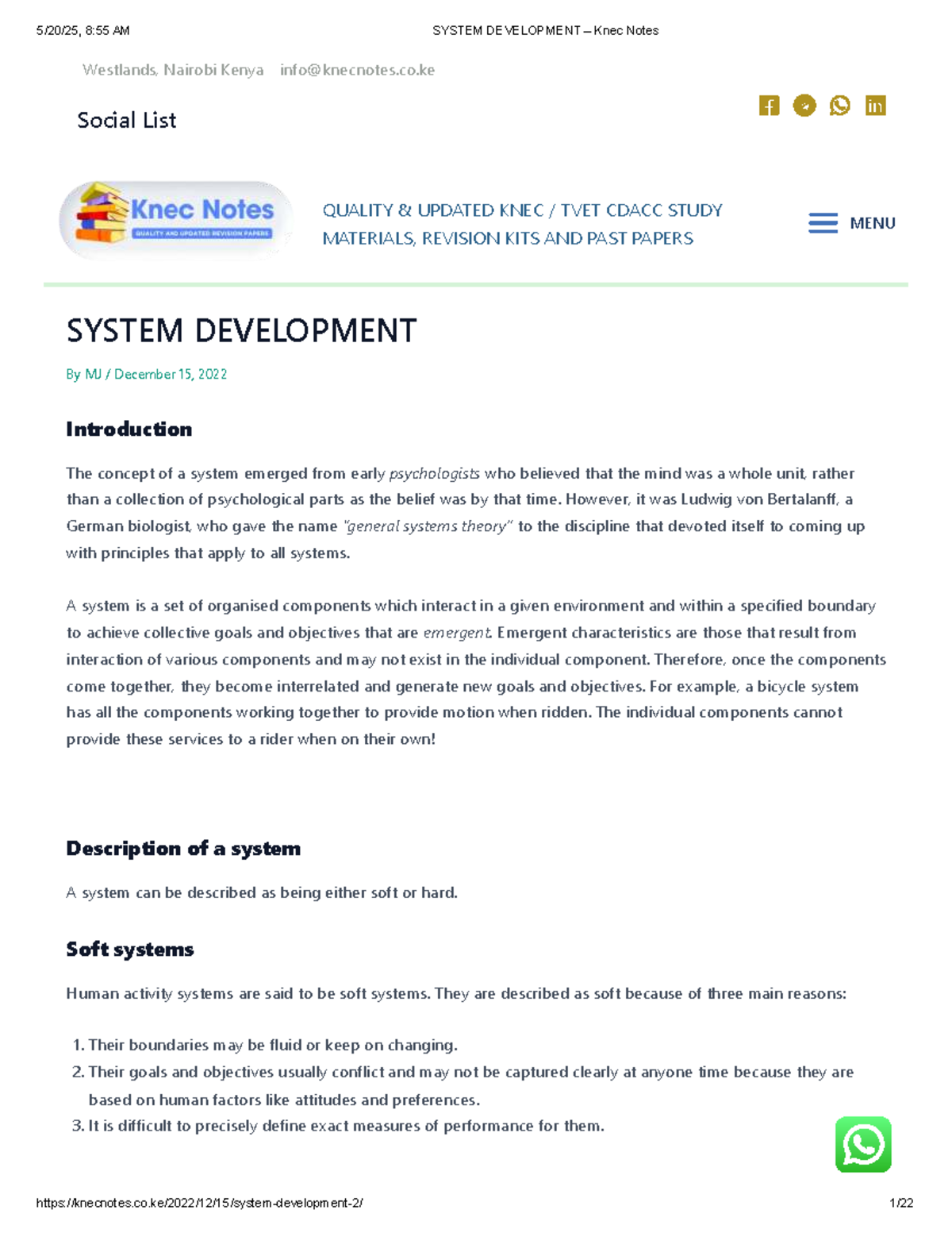 System Development KNEC Notes: Comprehensive Guide for MJ Course - Studocu