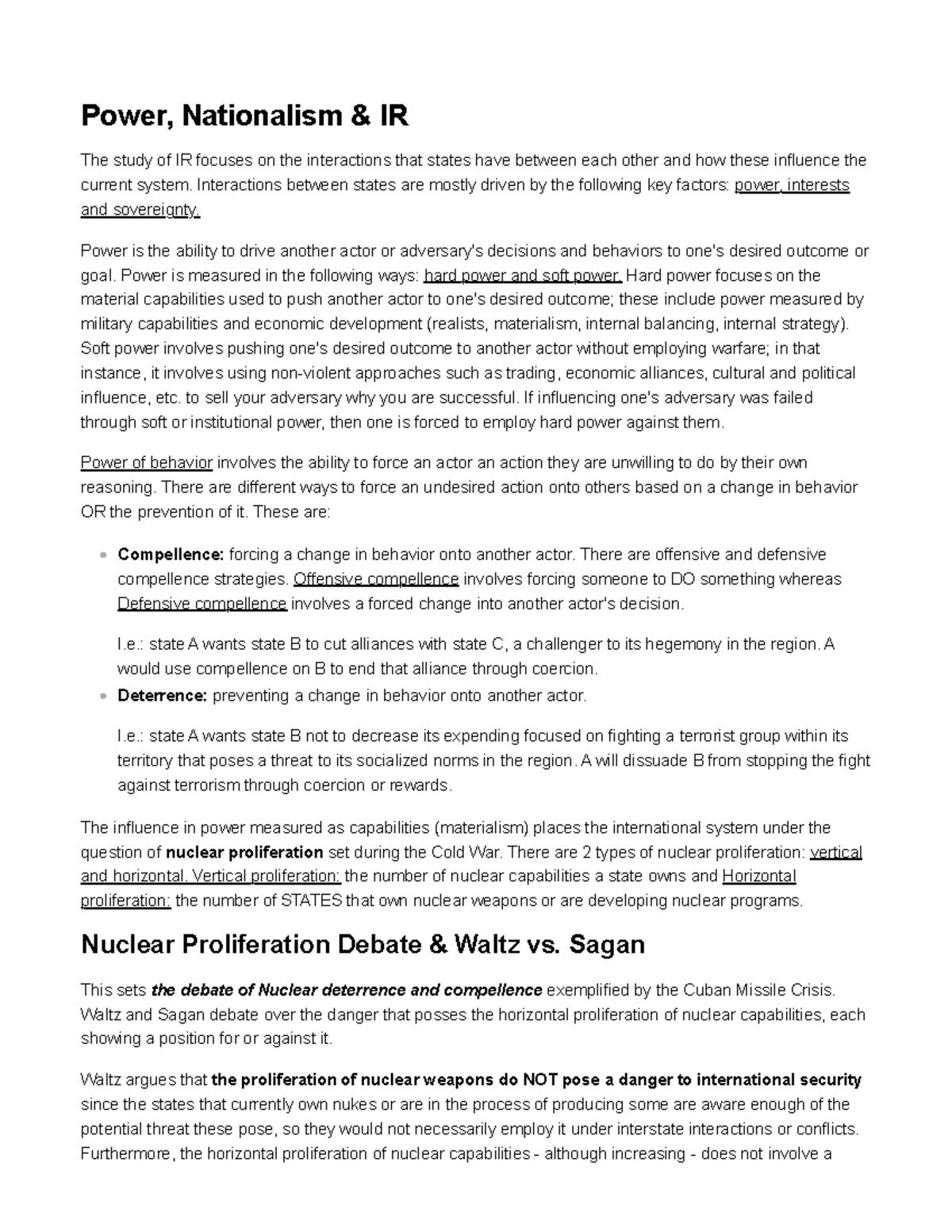 Power, Nationalism & IR - Power, Nationalism & IR The study of IR ...