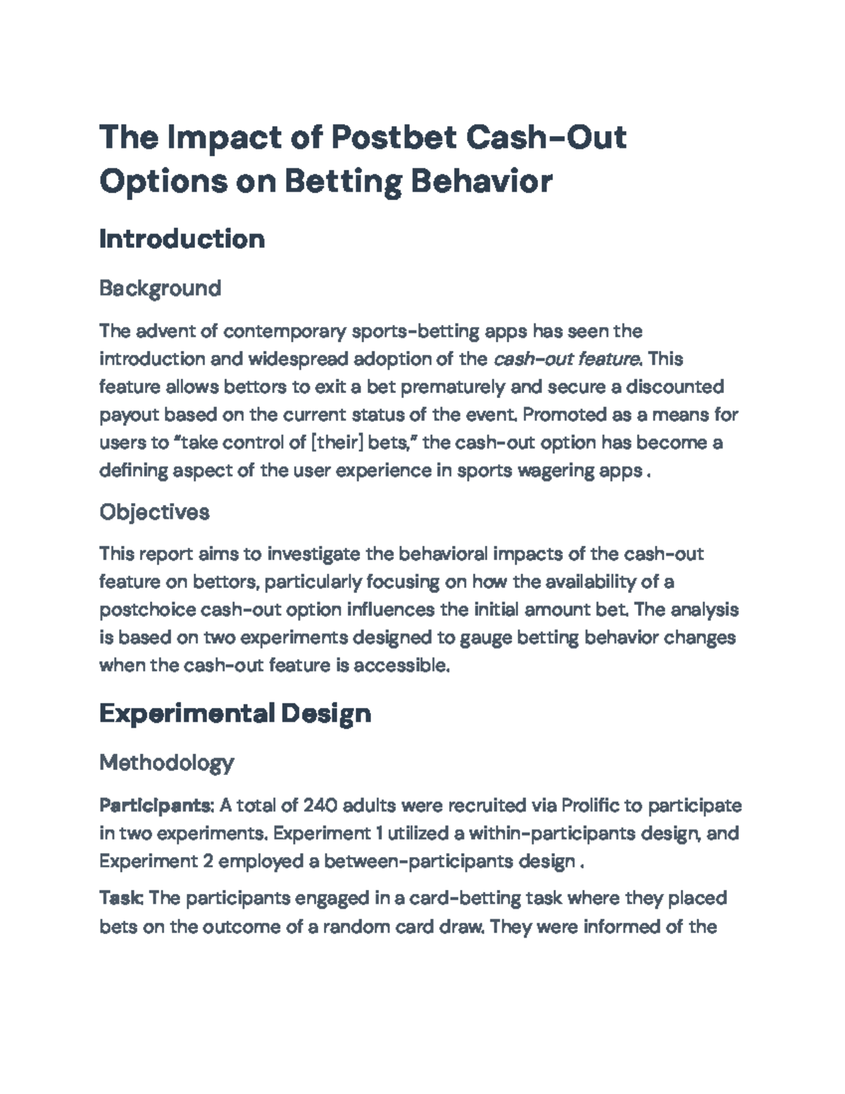 The Impact of Cash-Out Features on Betting Behavior in Sports Apps ...