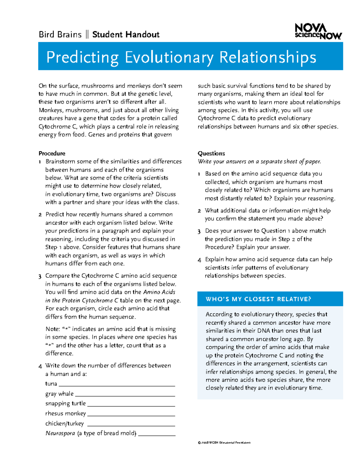 Cyt B Phylogeny: Predicting Evolutionary Relationships in Species - Studocu