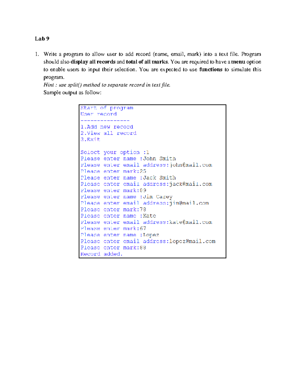 Lab 9 Python String - Programming with Python - Lab 9 Write a program ...