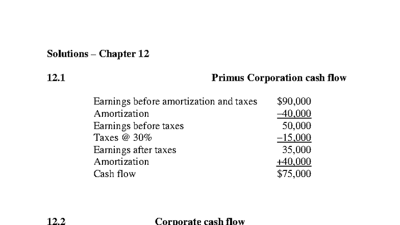 Solutions to Chapter 12 - Cash Flow Analysis and NPV Calculations - Studocu