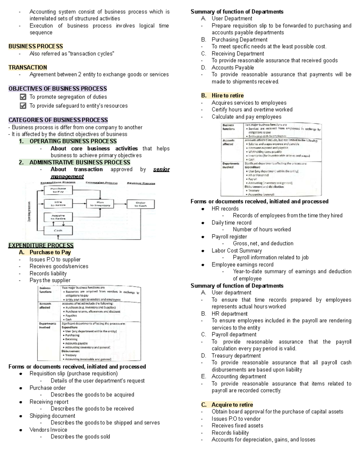 BUS 101: Overview of Business Processes and Accounting Systems - Studocu