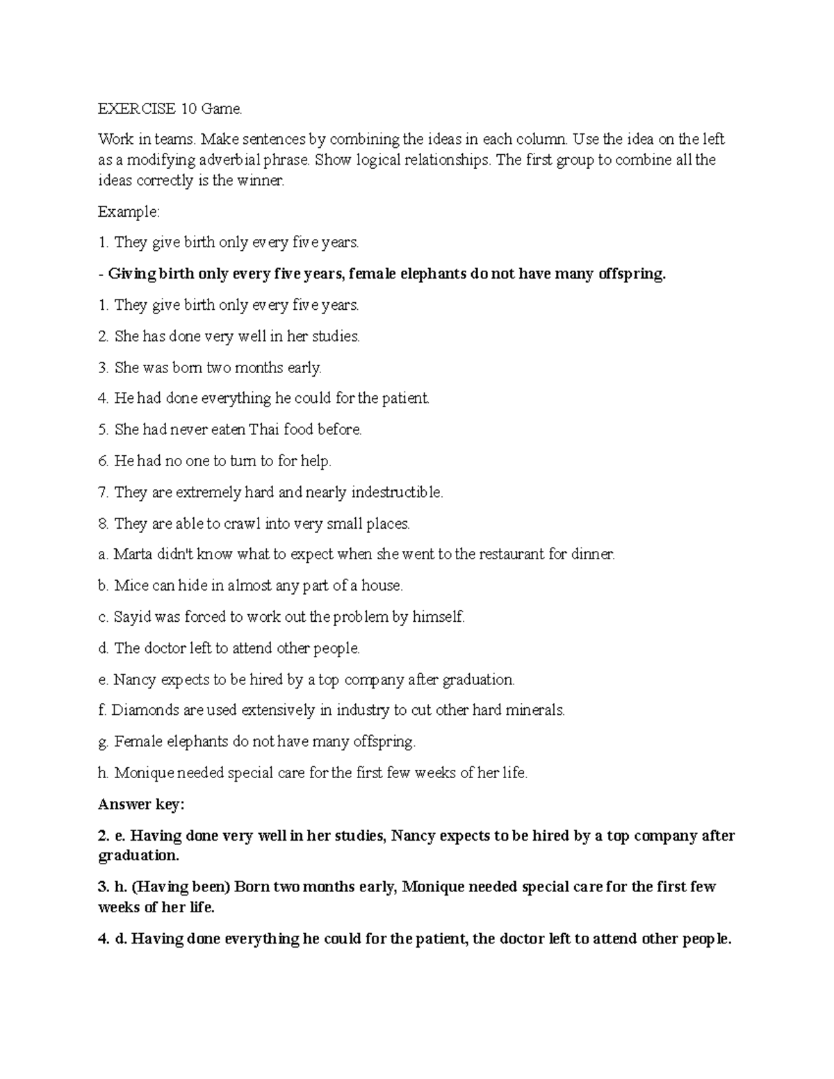 Chapter 18 Exercises 10 & 11: Sentence Structure & Grammar Review - Studocu