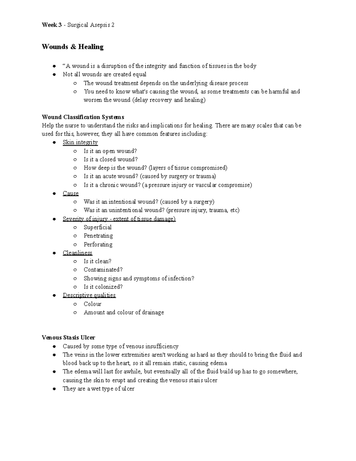 Foundations II - Surgical Asepsis & Wound Care Overview pt.2 - Studocu