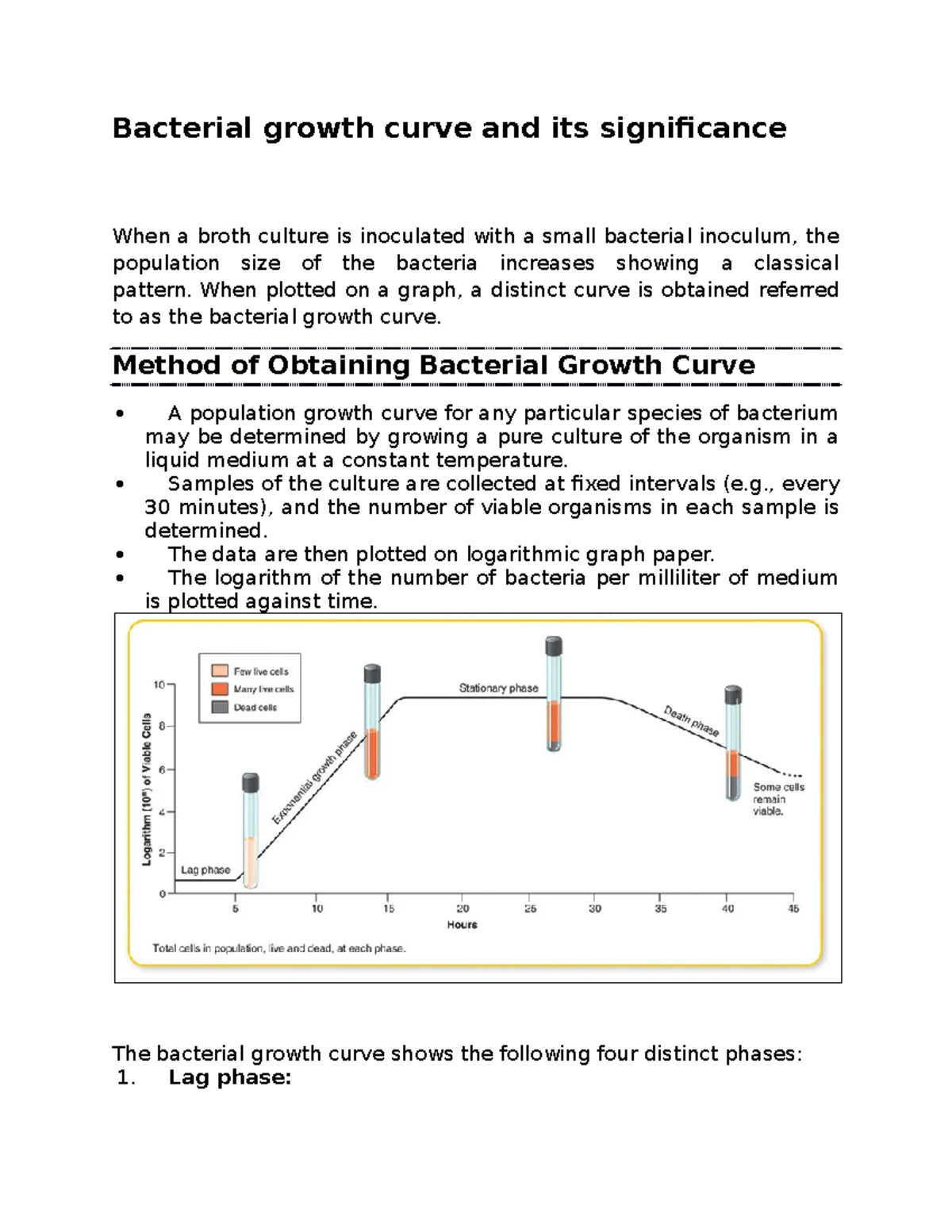 Bacterial Growth Curve: Phases & Importance in Microbiology - Studocu