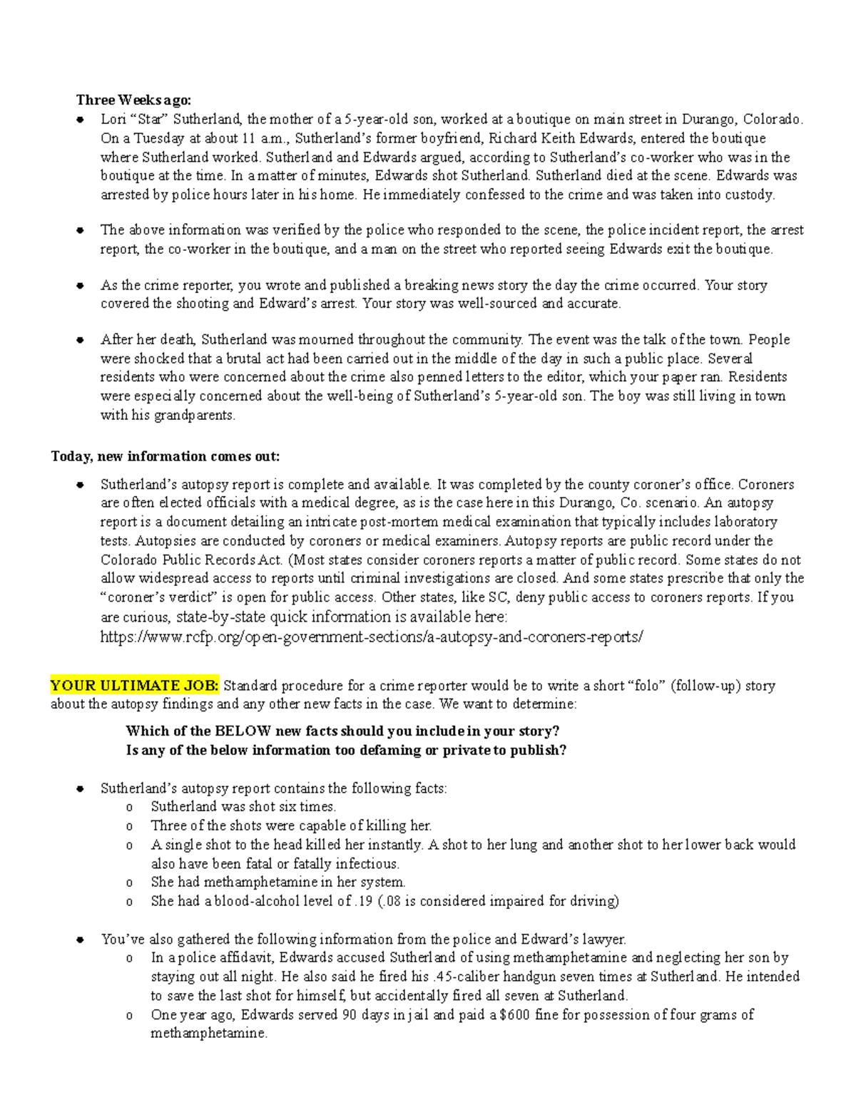 Sutherland Murder Case Study: Autopsy Findings & Ethical Reporting ...