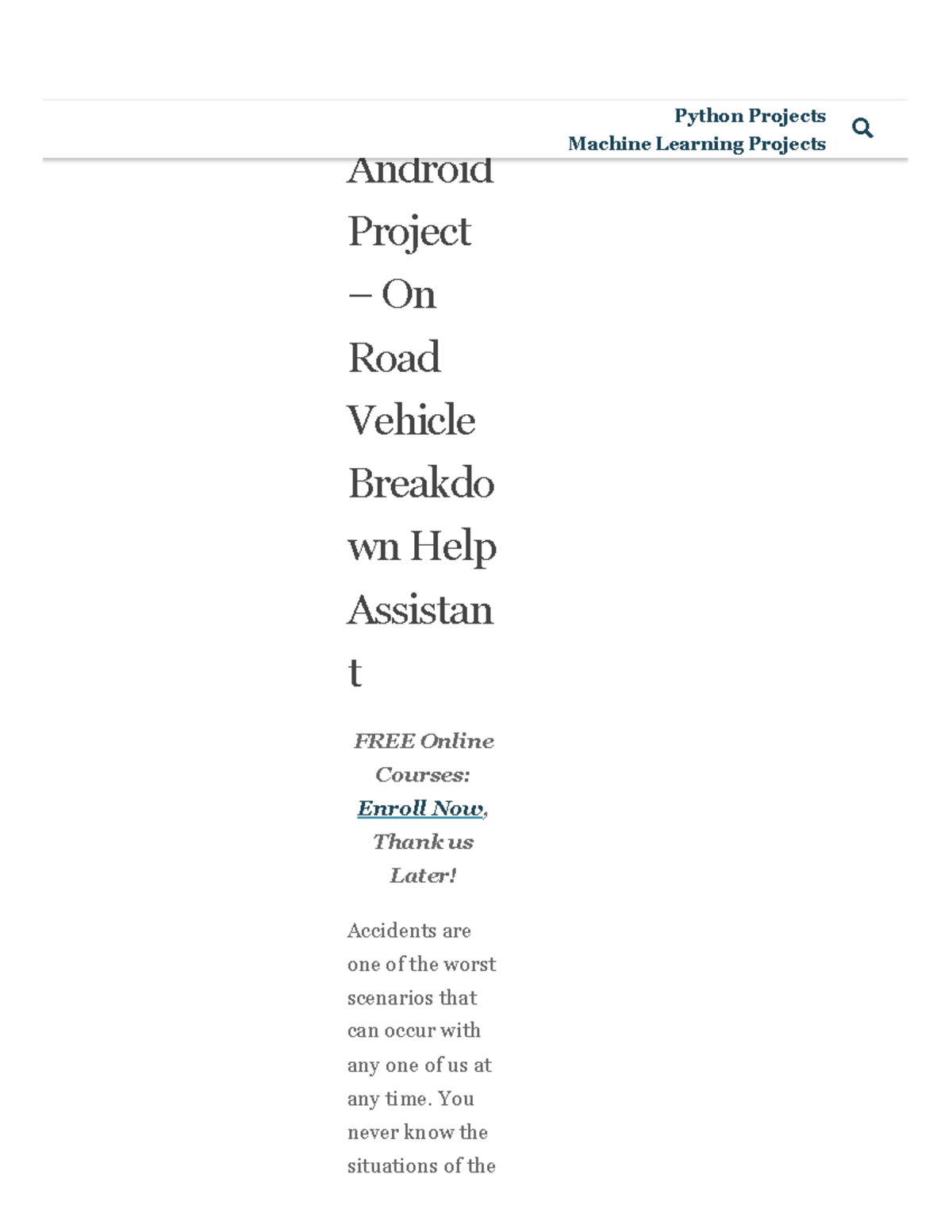 Android Project - Vehicle Breakdown Help Assistant Overview - Studocu