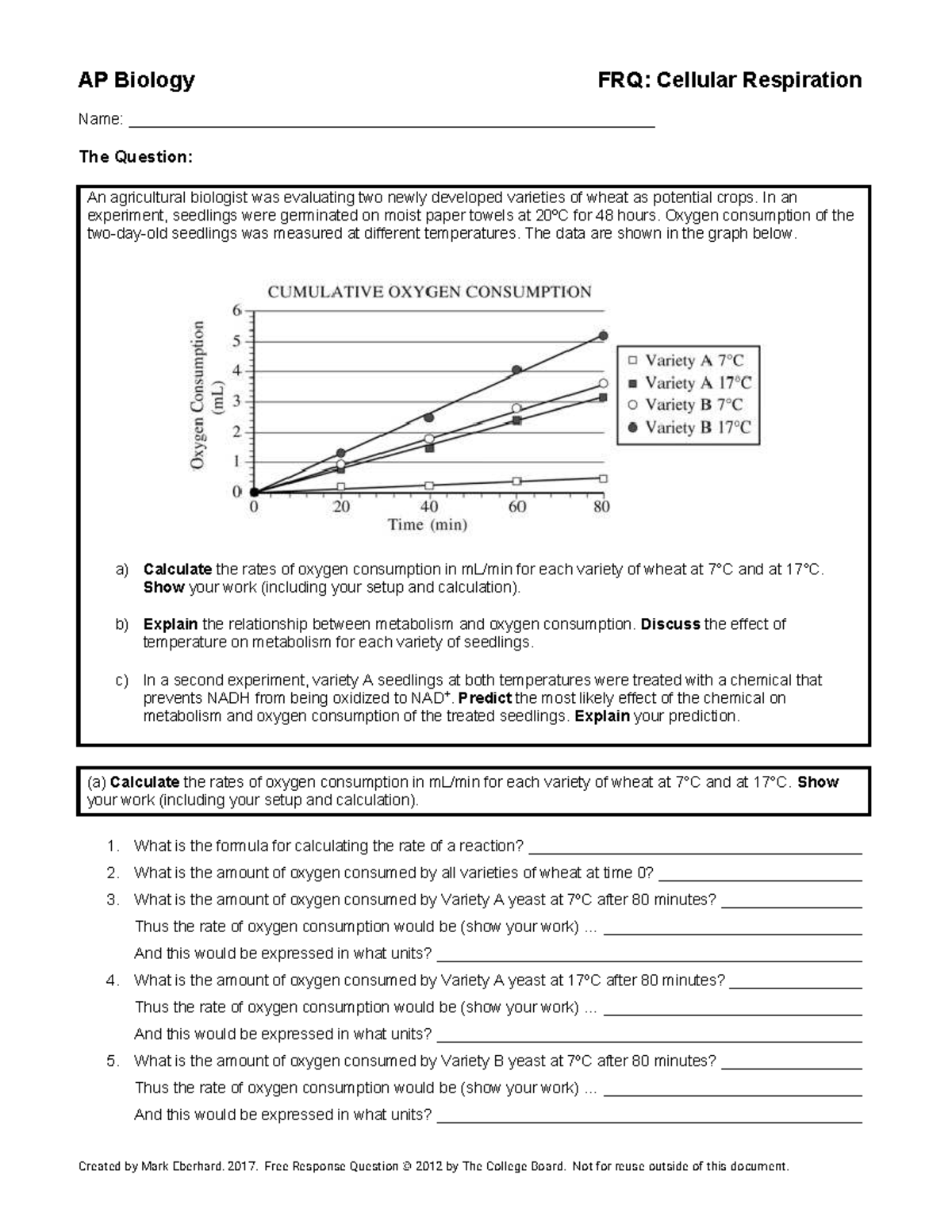 AP Biology FRQ: Cellular Respiration Analysis and Calculations - Studocu