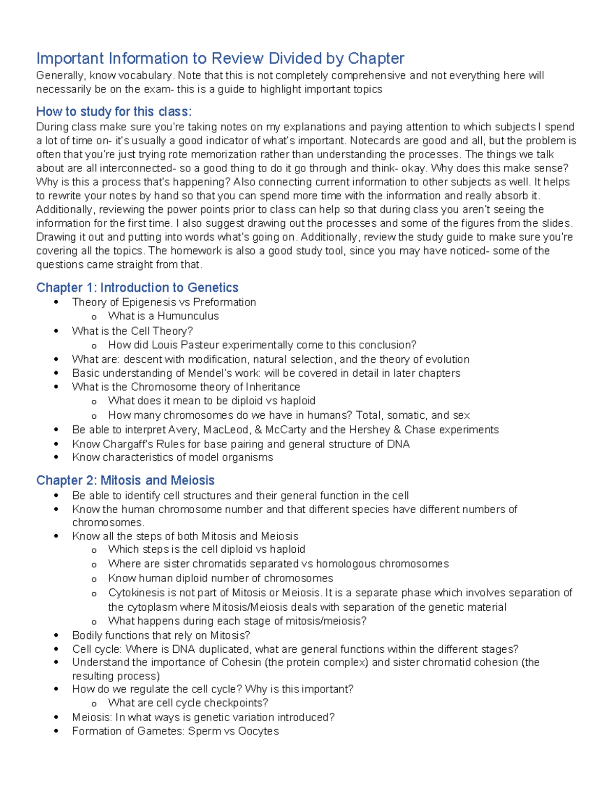 303 Study Guide: Key Concepts in Genetics - Unit 1 Review - Studocu