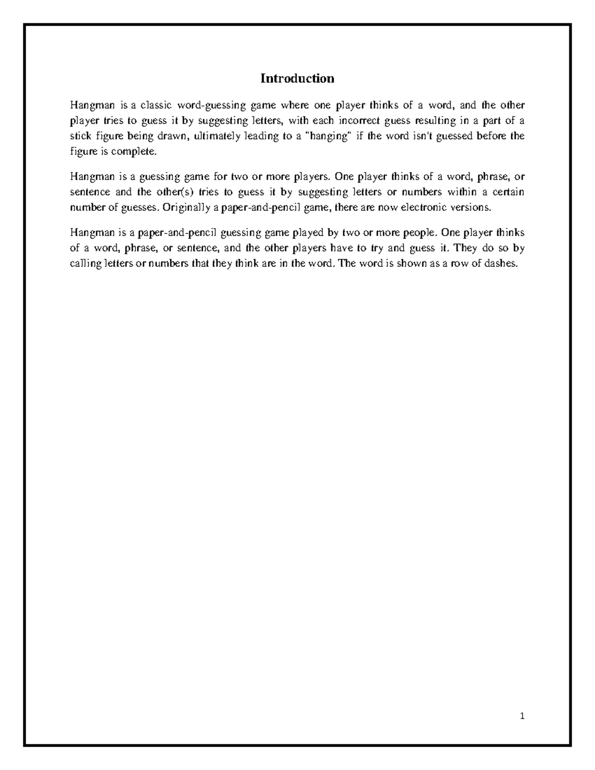 Hangman Game Implementation in Python - Notes - Studocu
