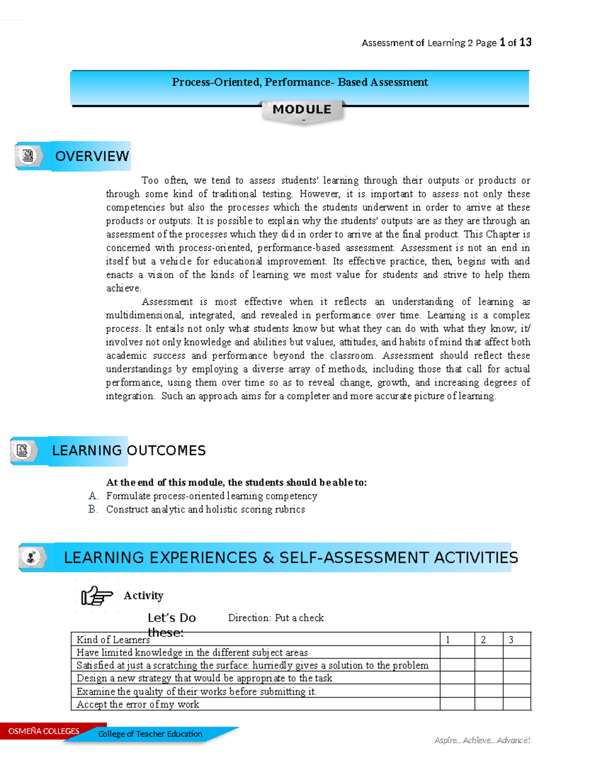 Module 4 Midterm: Process-Oriented Performance-Based Assessment Guide ...