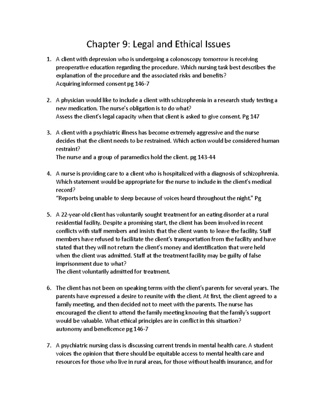 Chapter 9: Exploring Legal & Ethical Issues in Nursing Practice - Studocu
