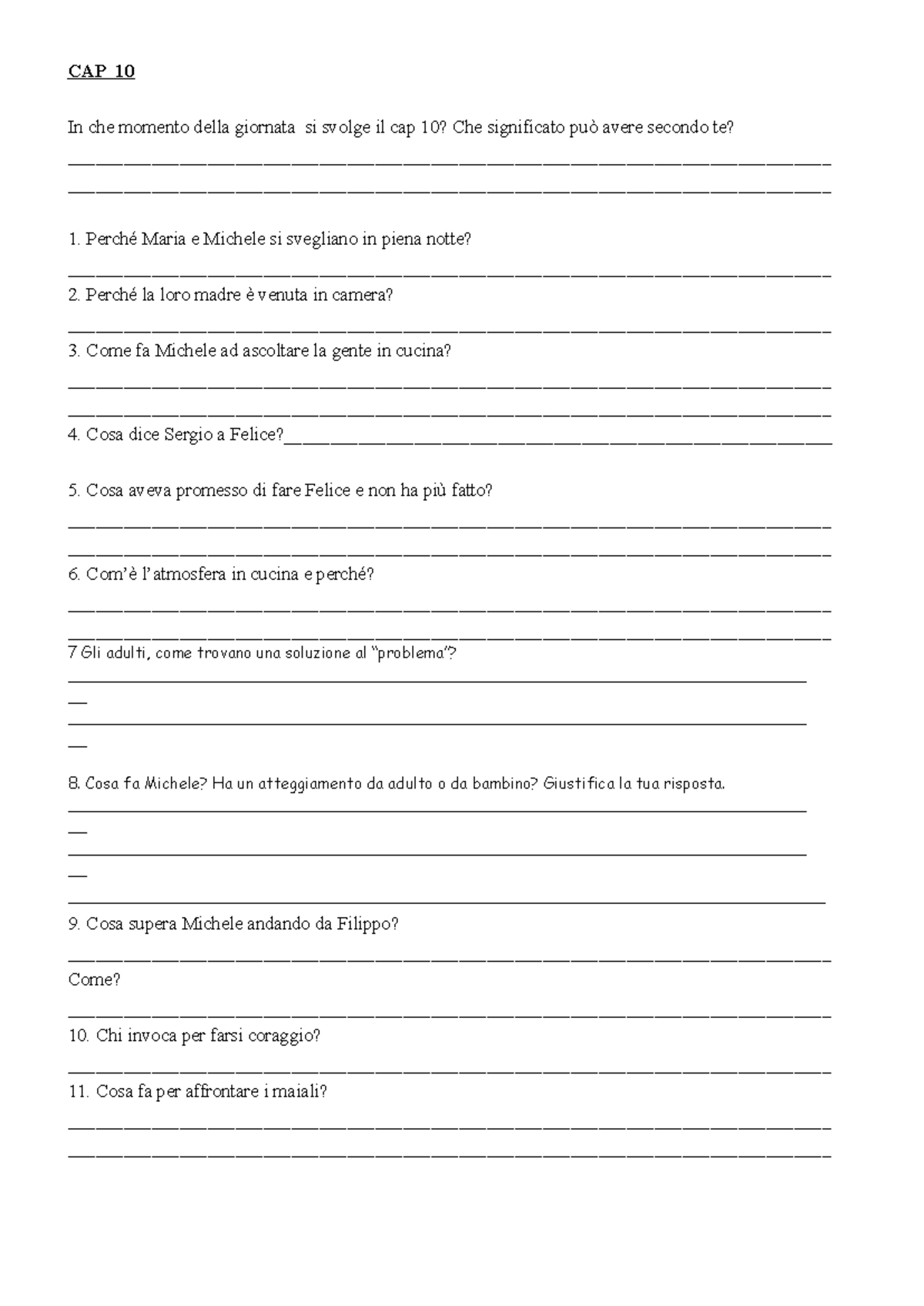 Domande e Riflessioni su CAP 10 - Analisi e Significato - Studocu