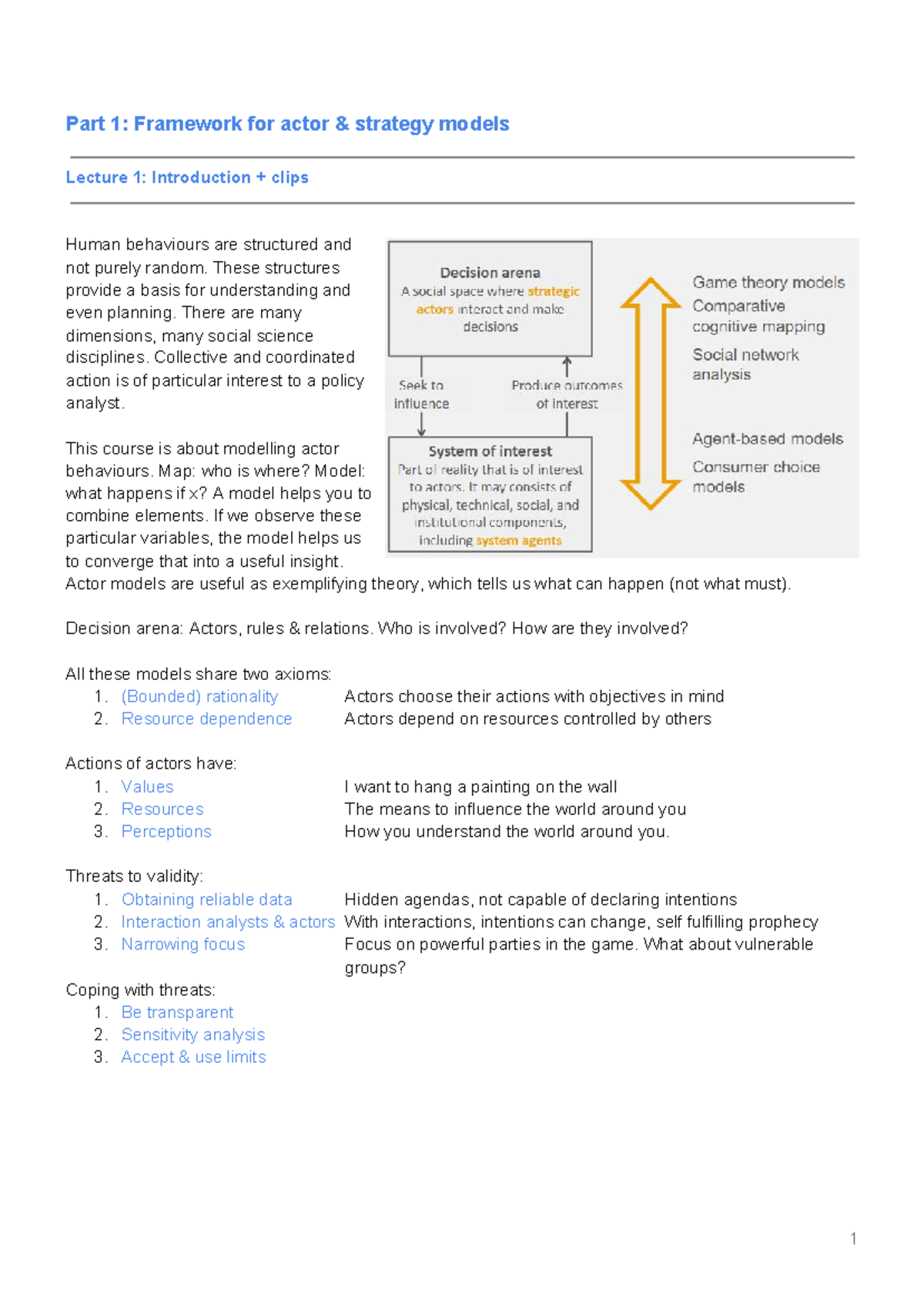 EPA1144 - Comprehensive Actor & Strategy Models Overview - Studeersnel