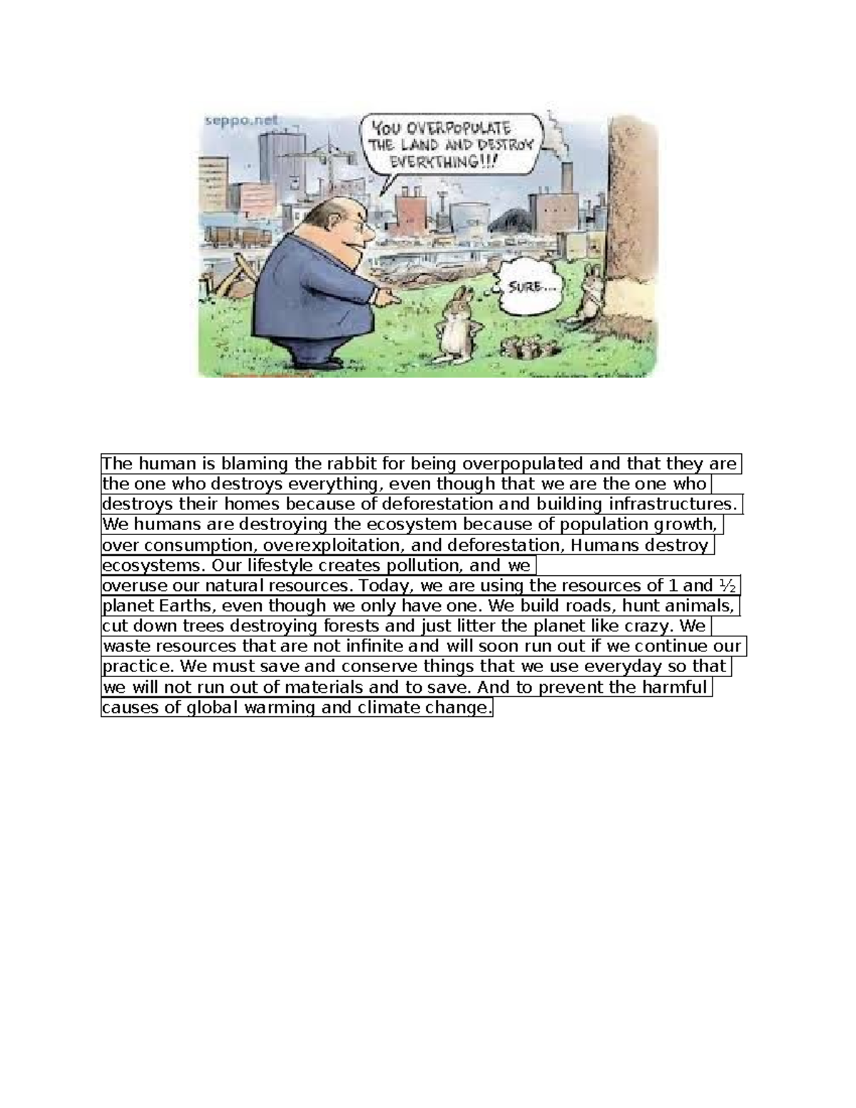 Come up with reflection - The human is blaming the rabbit for being ...