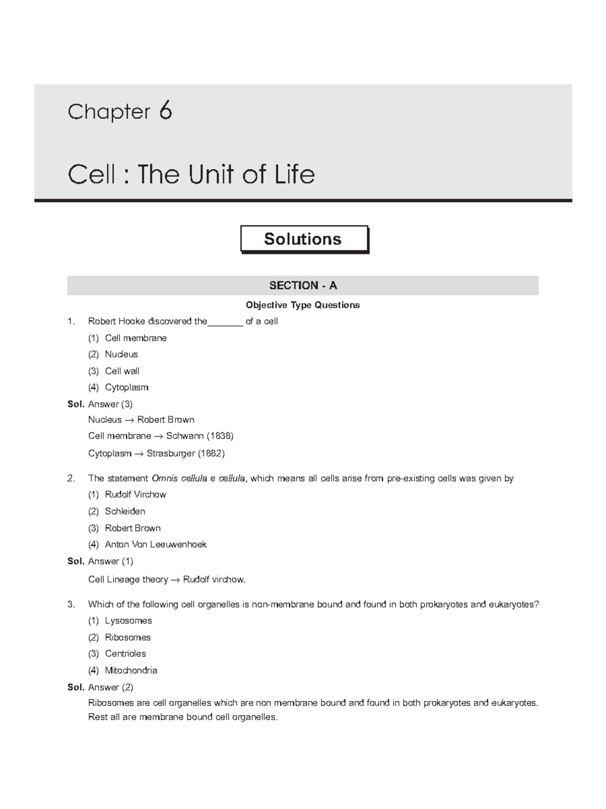 Cell: The Unit of Life Solutions for Assignment Set 2 - Studocu