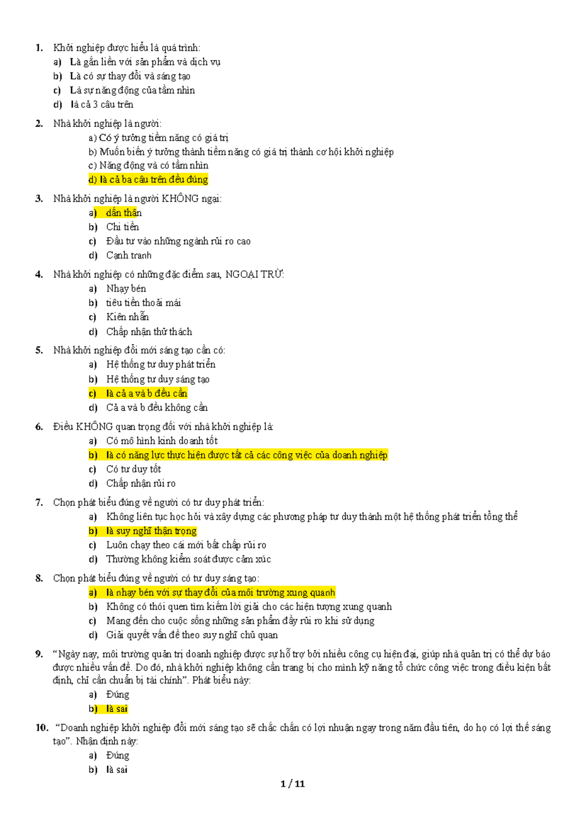 Ngân hàng câu hỏi 90 câu cho khởi nghiệp đổi mới sáng tạo - Document Preview