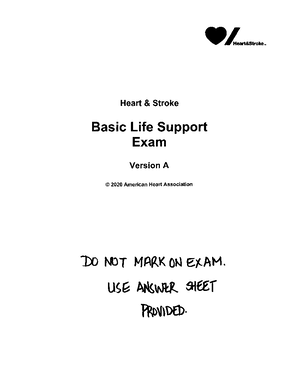 AHA BLS Exam A - BLS - Annotated Answer Key Basic Life Support Exam A ...