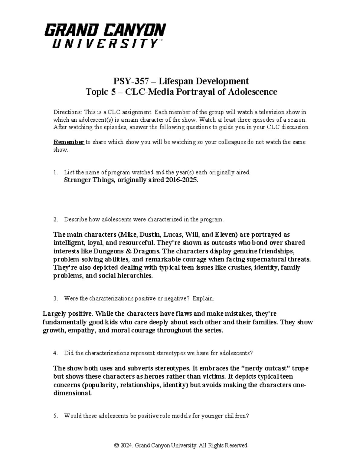 Lifespan Development CLC Assignment: Media Portrayal of Adolescence ...